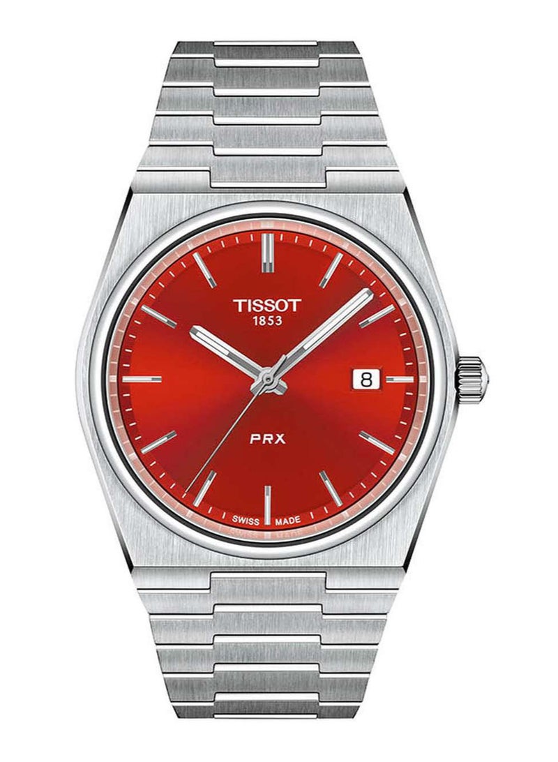 TISSOT PRX Red Dial Stainless Steel 40mm Mens Swiss Quartz Watch - T137.410.11.421.00 - Image 1